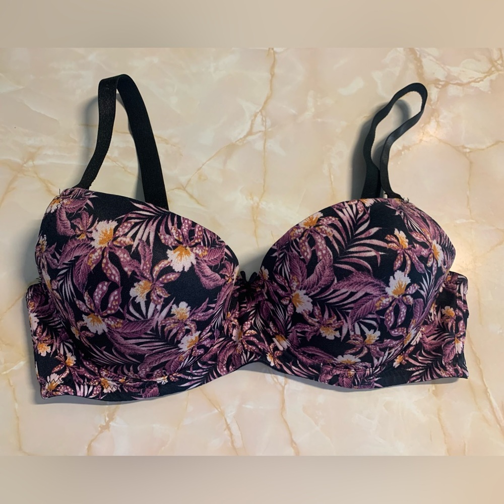 Talla Floral Underwire Push-Up Bra - Black and Purple never worn